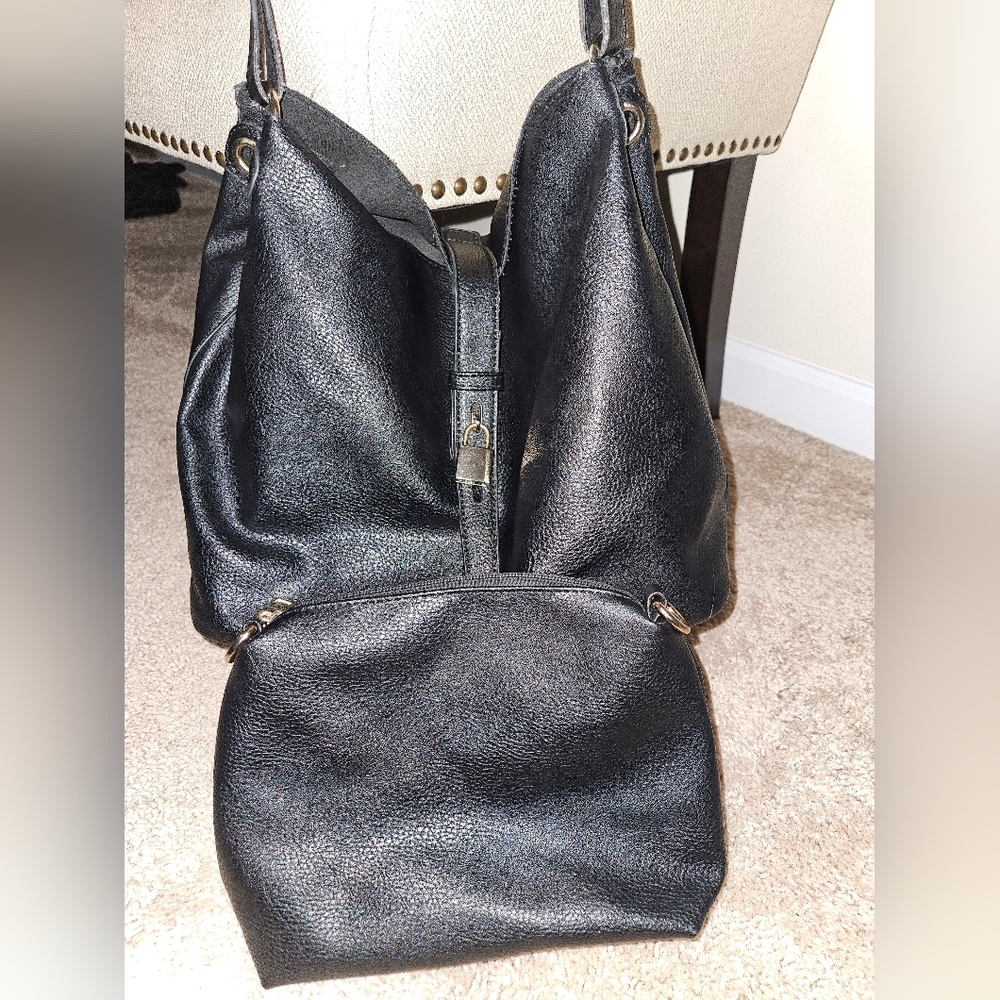 Black Leather Tote Bag